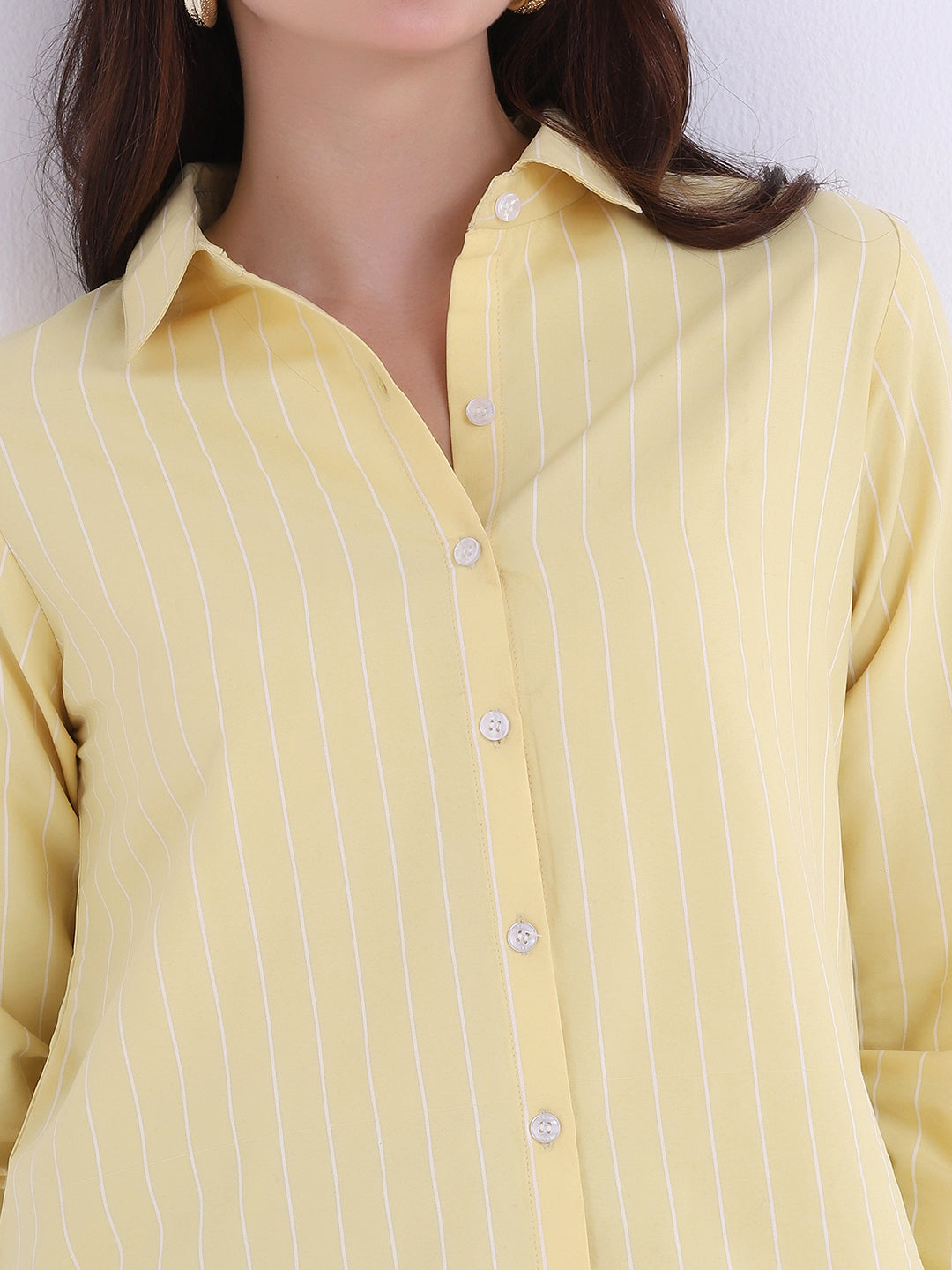 Women Yellow Striped casual shirt