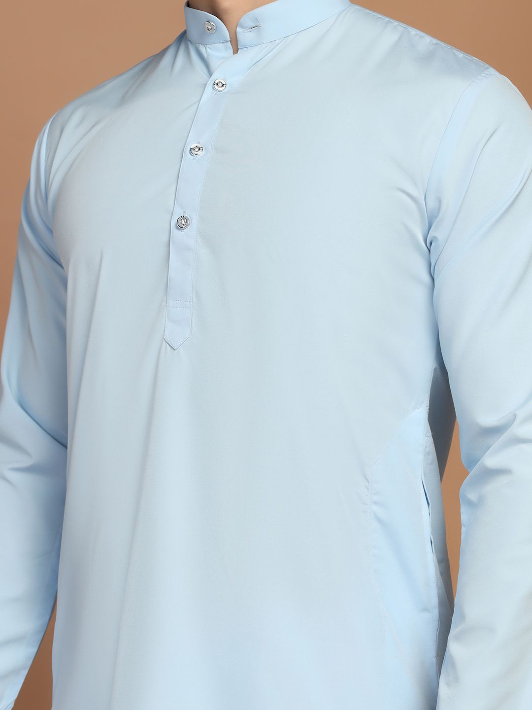 Men Light Blue Solid Kurta - Tahvo India