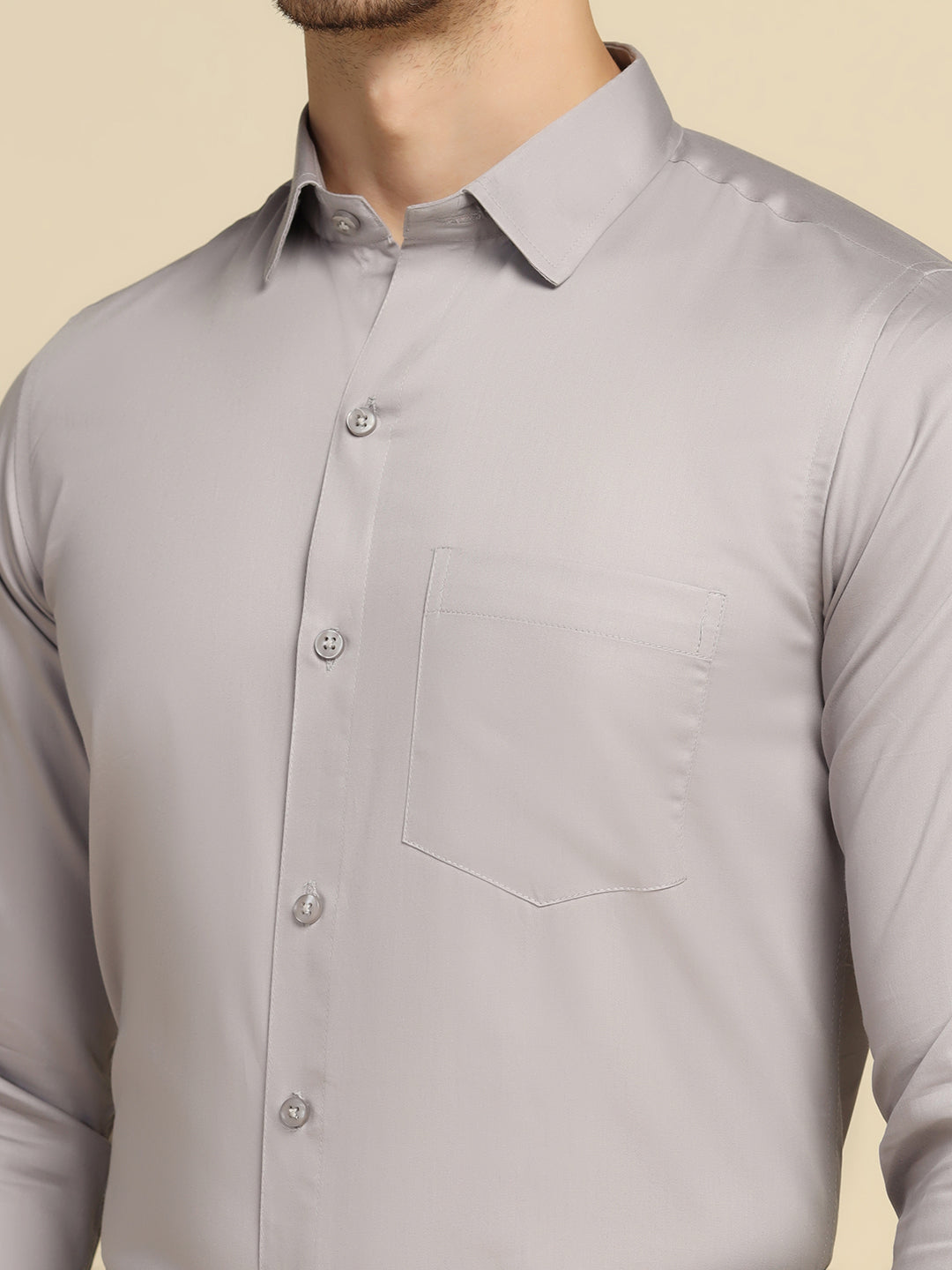 Men Solid Grey Shirt - Tahvo India