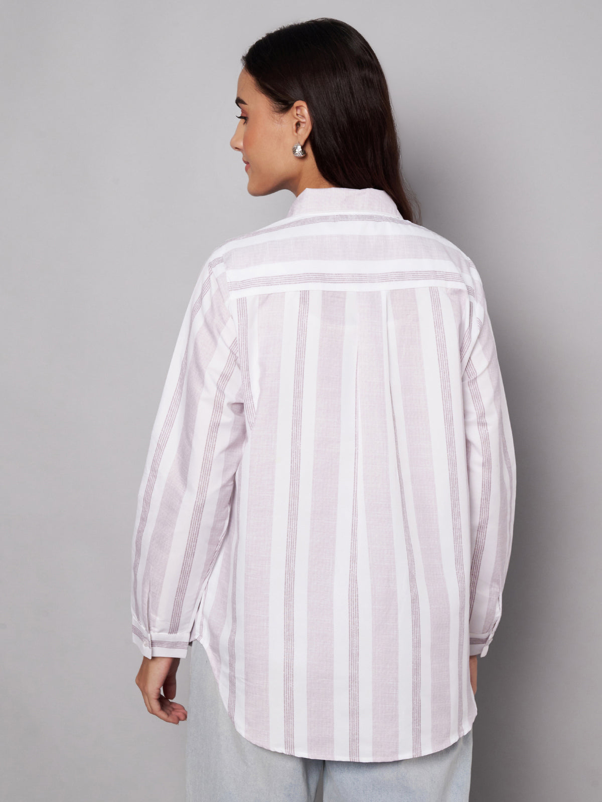 Women Stiped cotton 2 pocket shirt