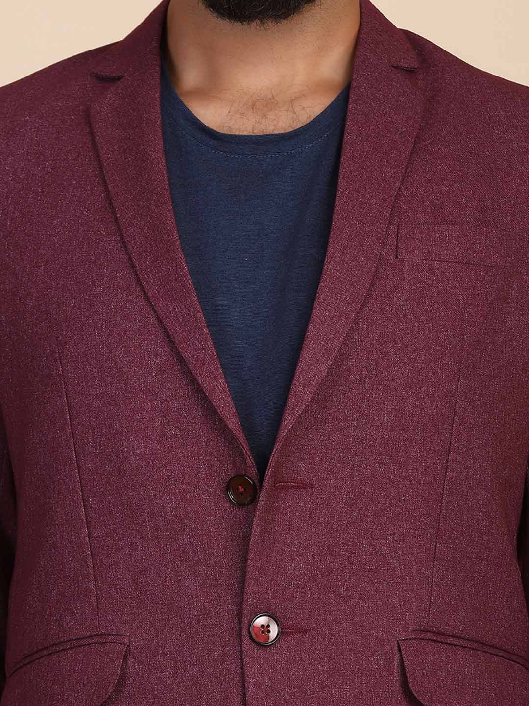 Men Suede Maroon Blazer - Tahvo India