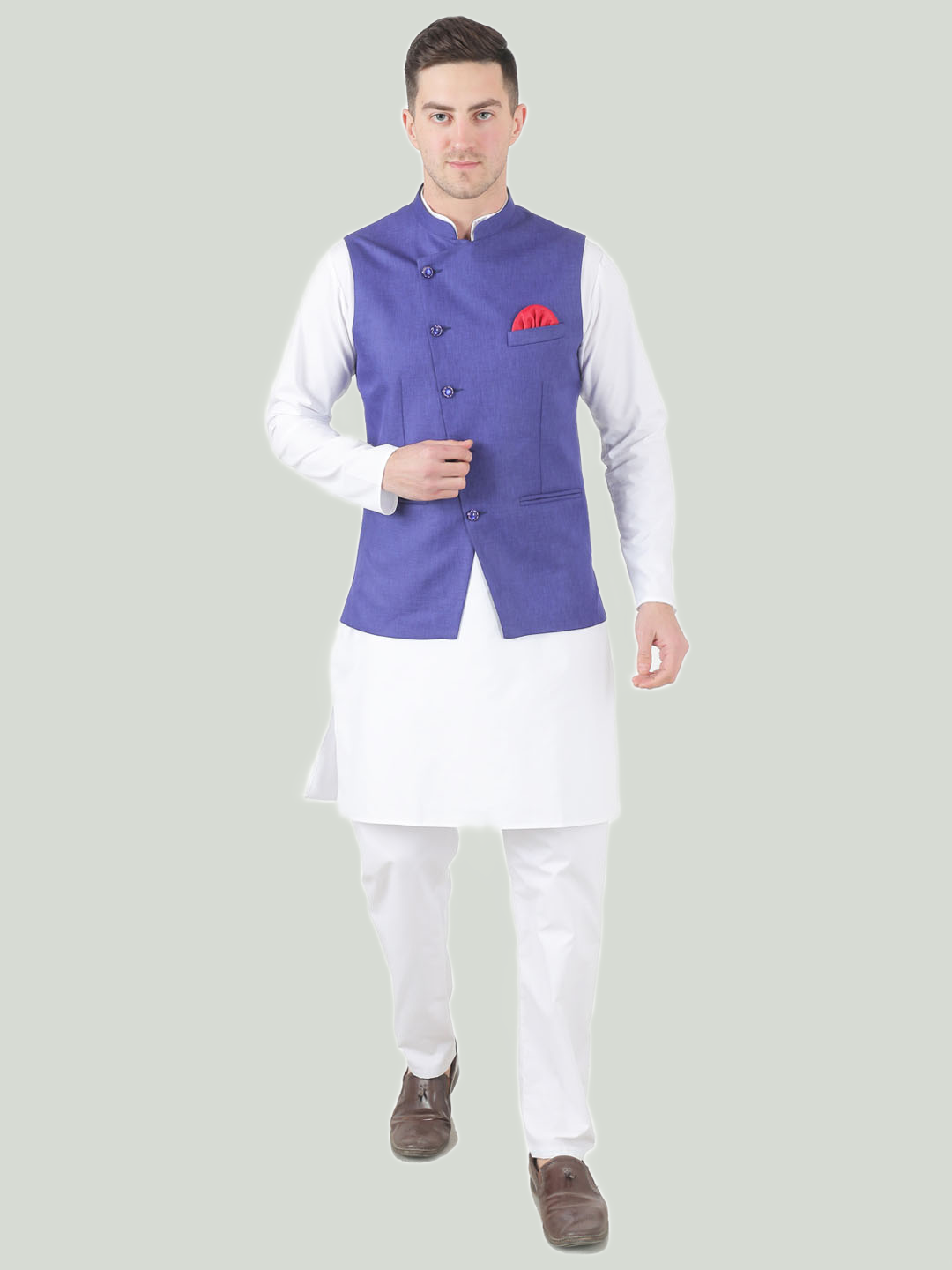 Men Kurta Set With purple Jacket - Tahvo India