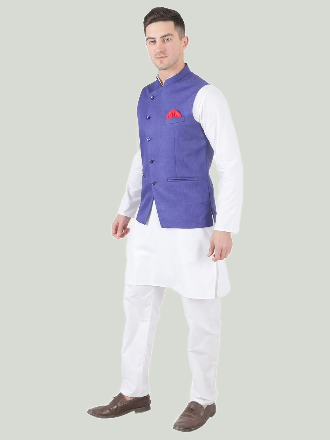 Men Kurta Set With purple Jacket - Tahvo India