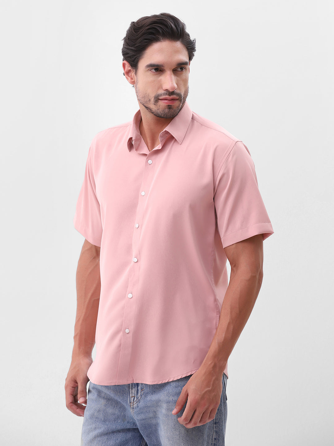 Men’s Essential Everyday Pink Button-Up – Short Sleeve