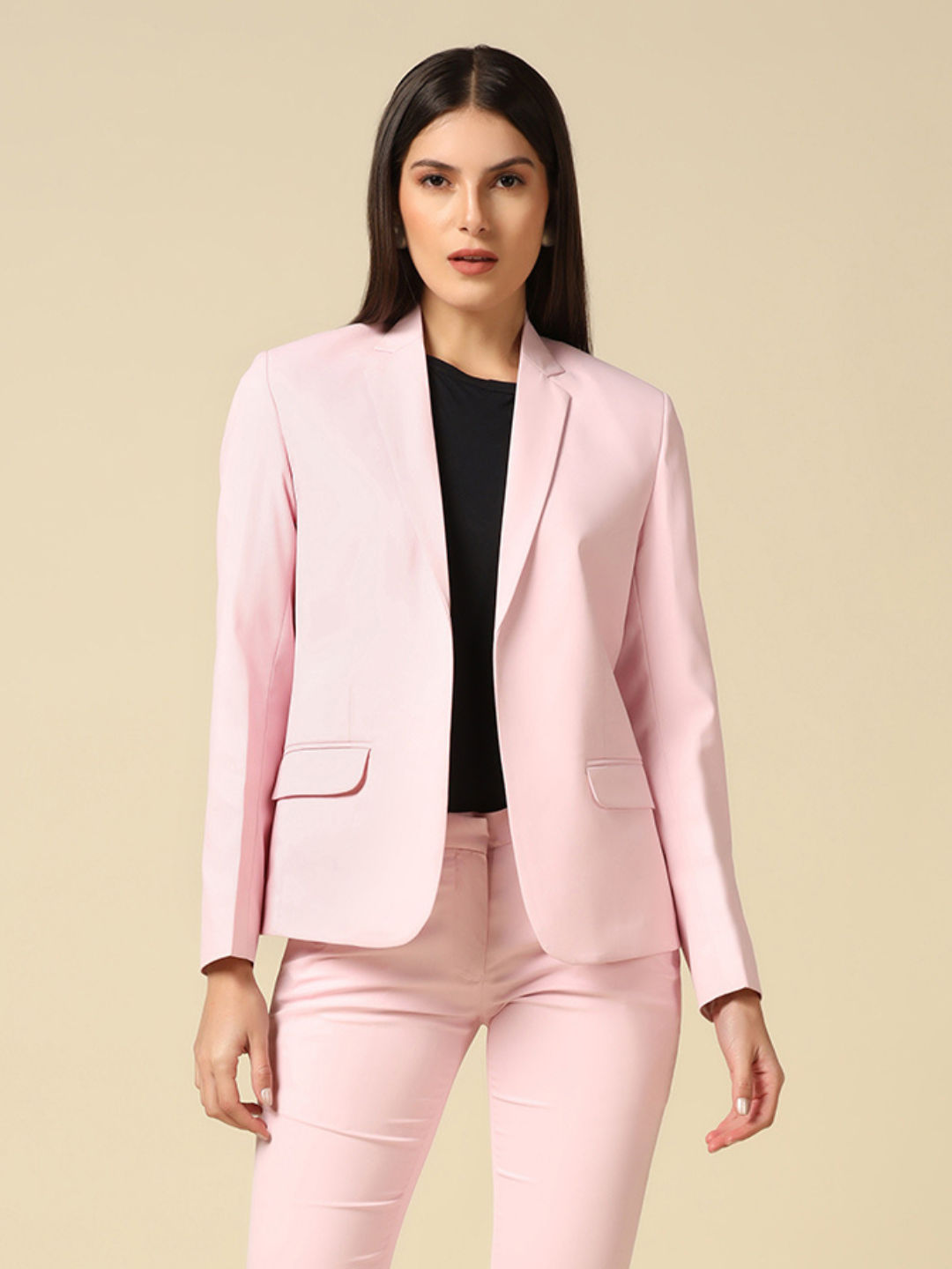 TAHVO Women Pink Single Breasted Blazer - Tahvo India
