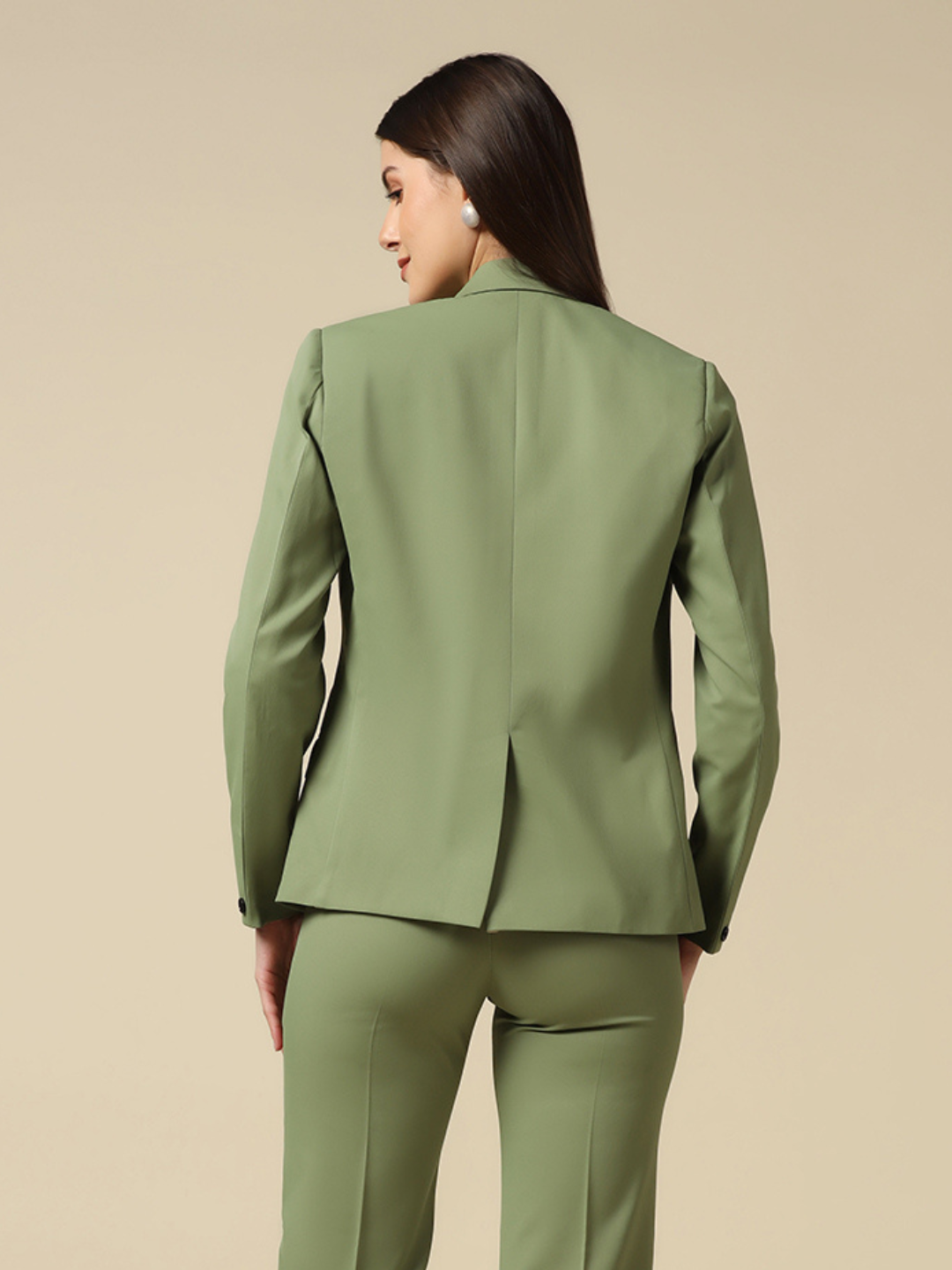 TAHVO Women Leaf Green Single Breasted Blazer - Tahvo India