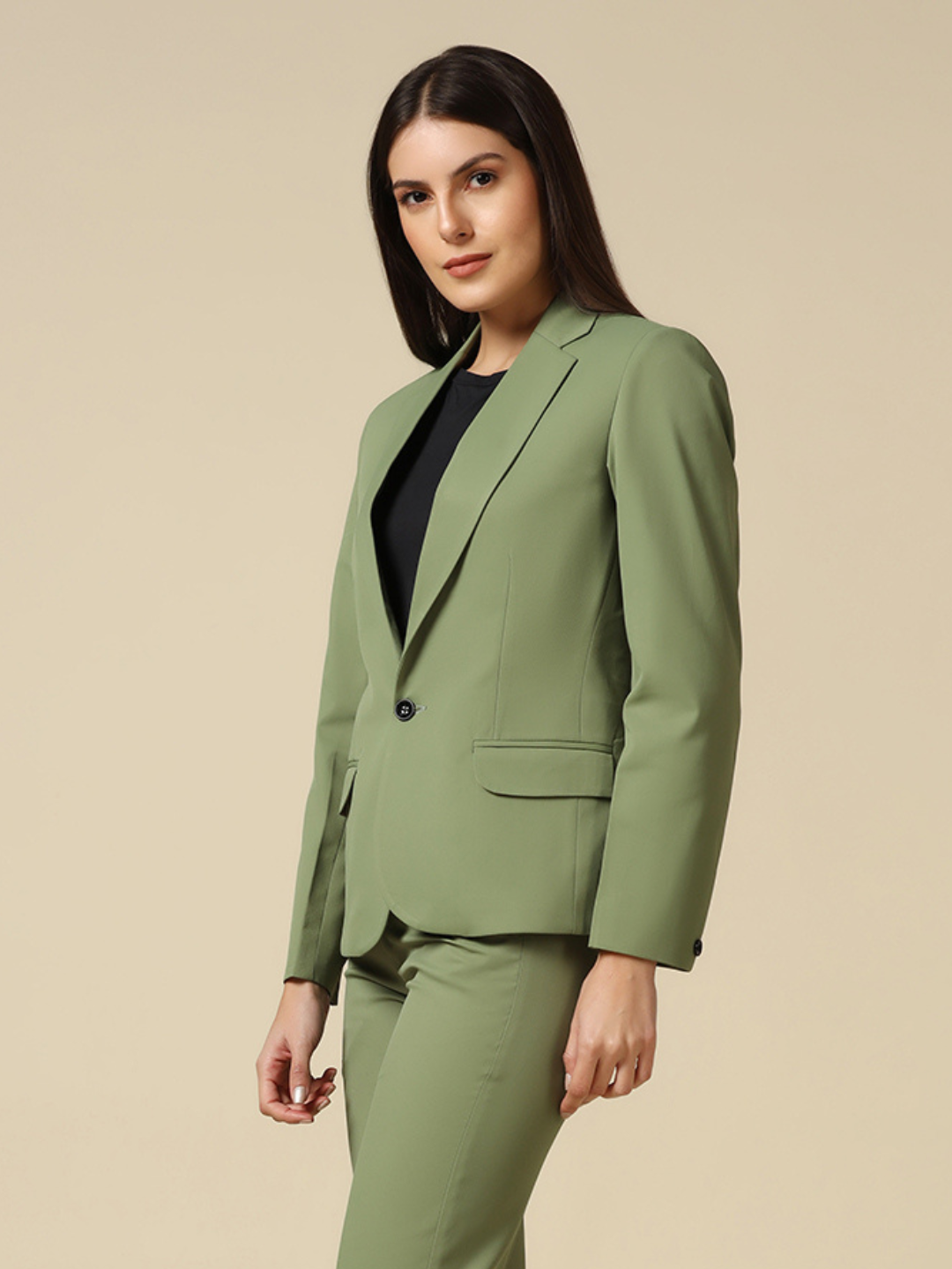 TAHVO Women Leaf Green Single Breasted Blazer - Tahvo India