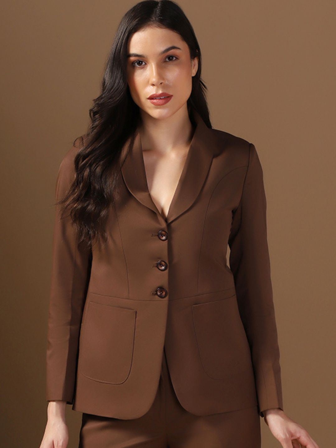 Brown Women Blazer - Tahvo India