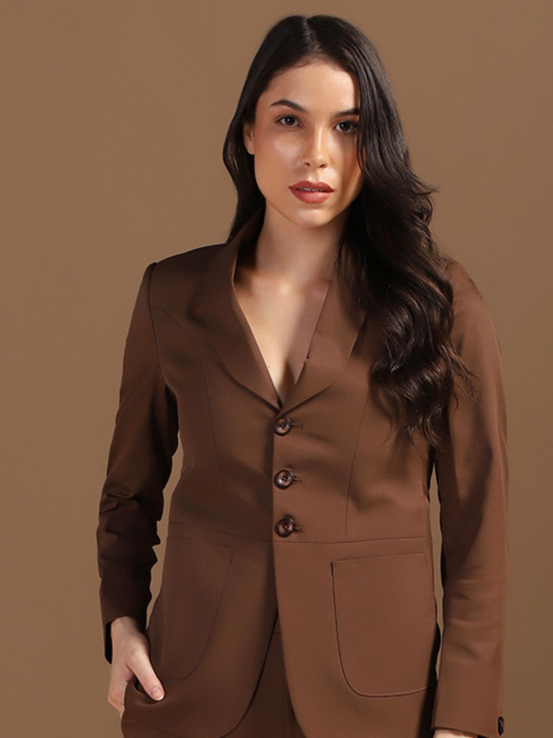 Brown Women Blazer - Tahvo India