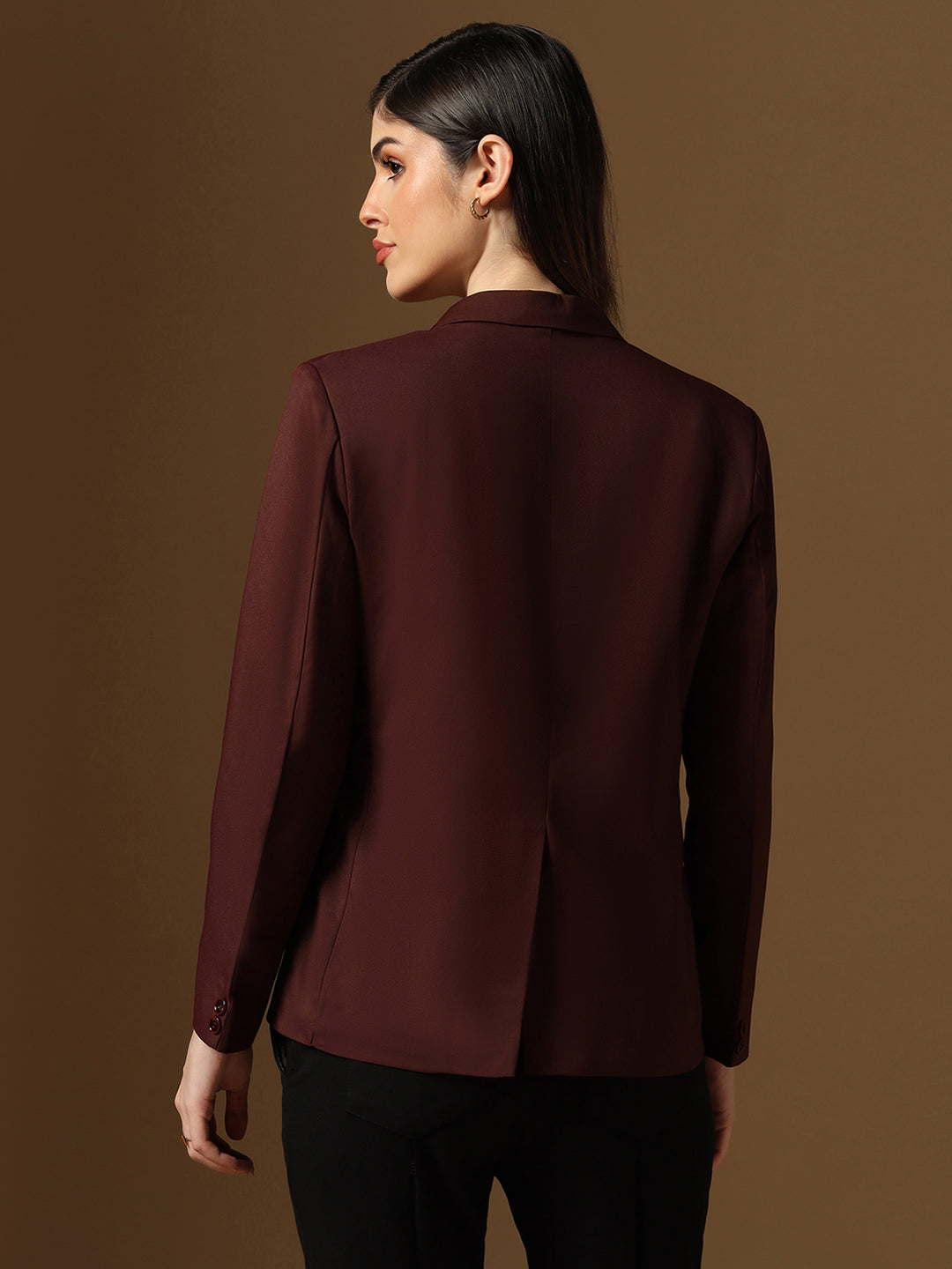 Maroon Notched Label Blazer - Tahvo India