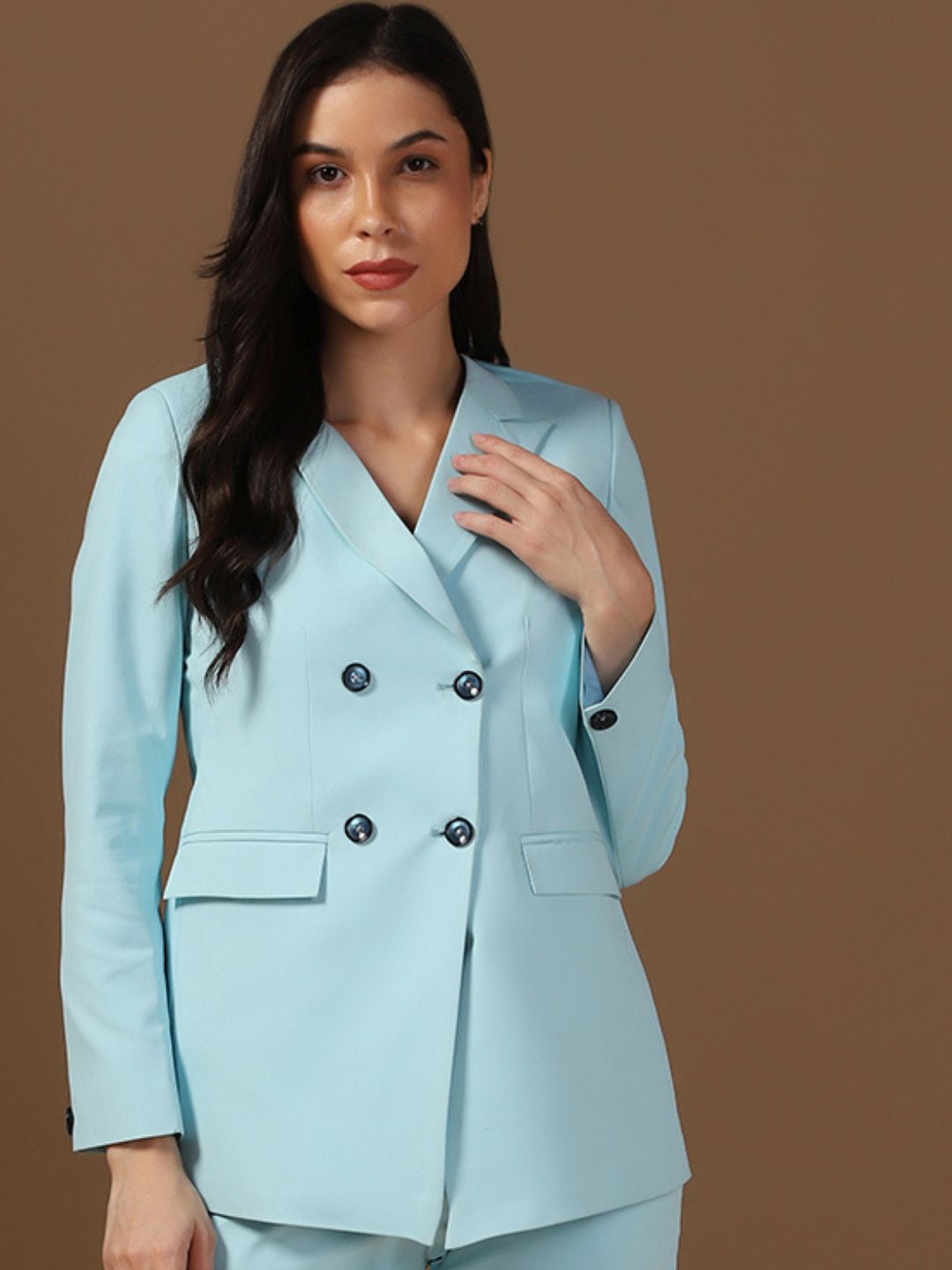 Women Ice Blue Blazer - Tahvo India