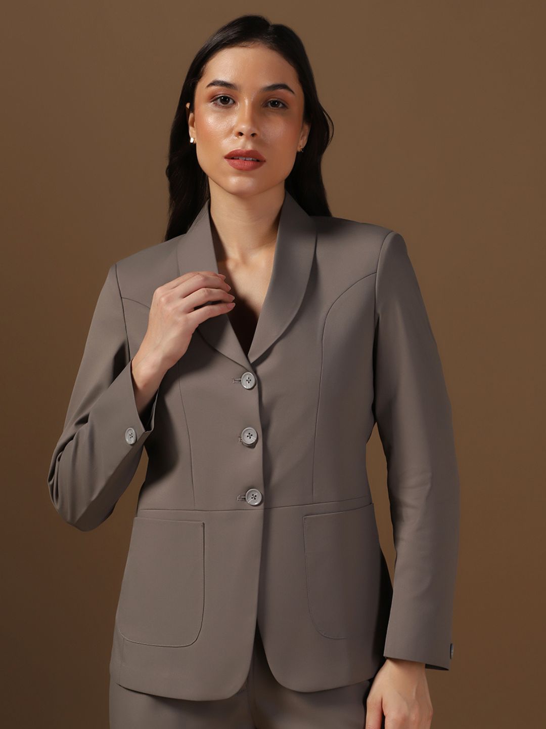 Women Dark Grey Blazer - Tahvo India
