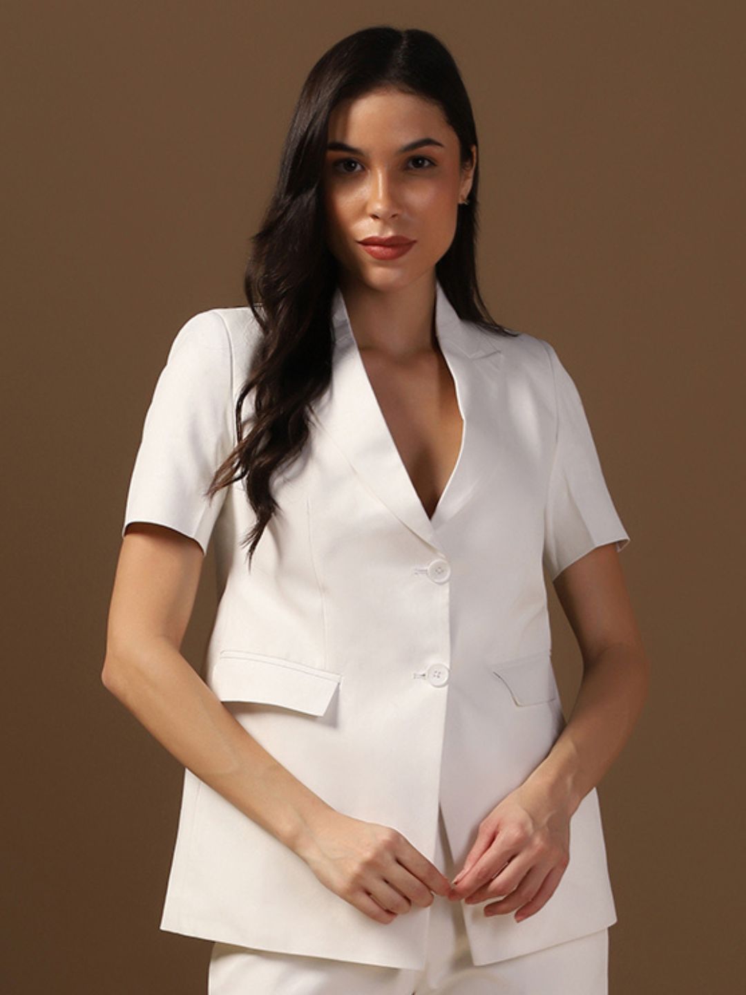 Women Off White Half Sleeves Blazer - Tahvo India