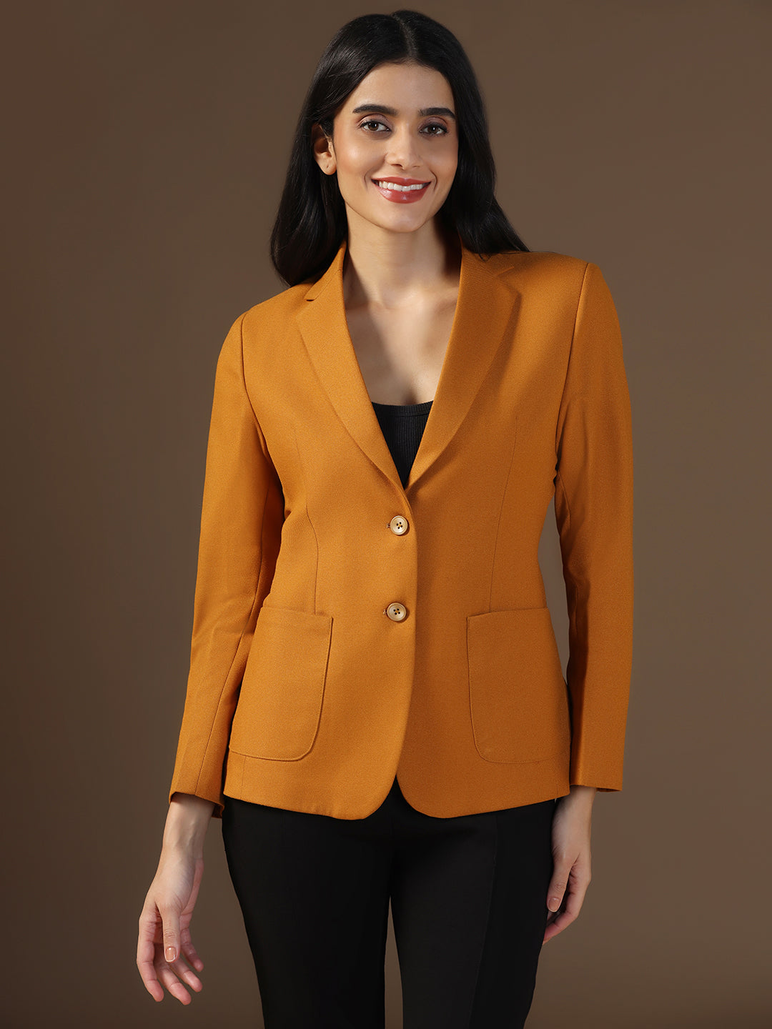 Women's Mustard Blazer - Tahvo India
