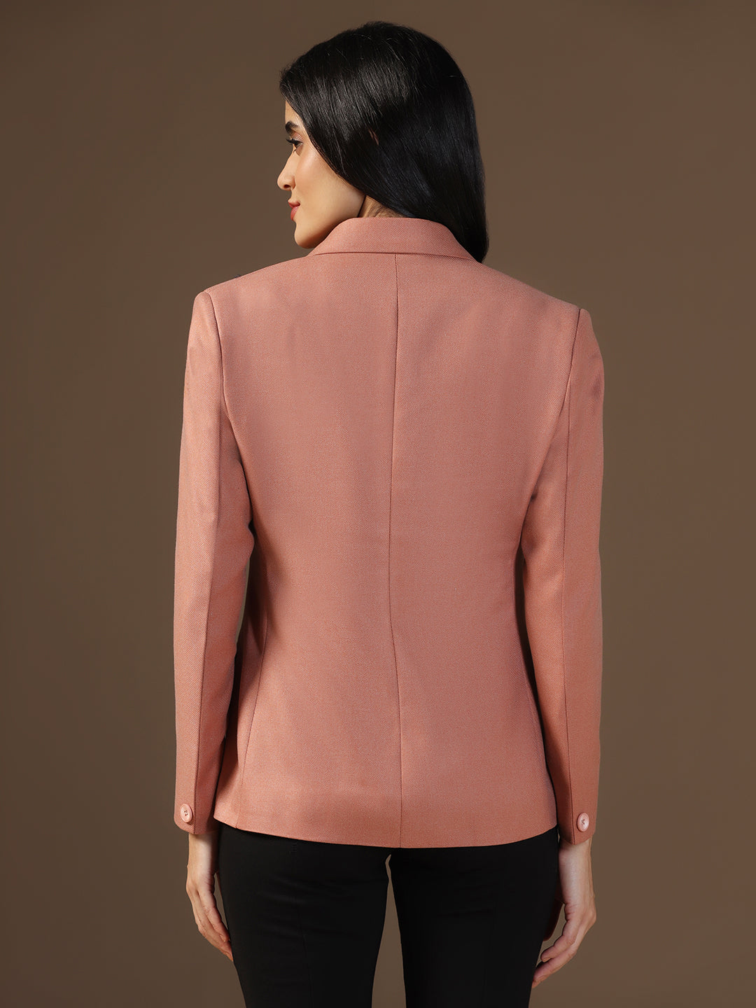 Women's Peach Solid Blazer - Tahvo India