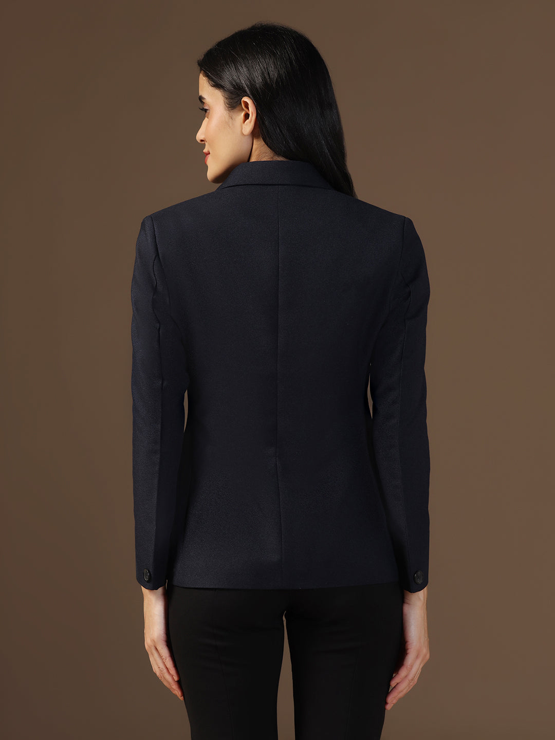 Women's Dark Blue Solid Blazer - Tahvo India