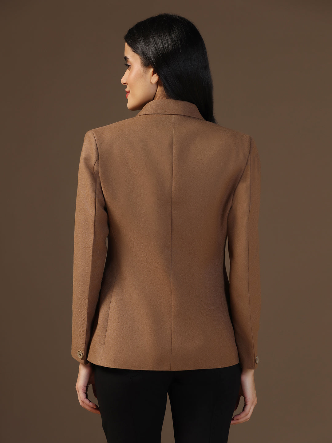 Women's Brown Solid Blazer - Tahvo India