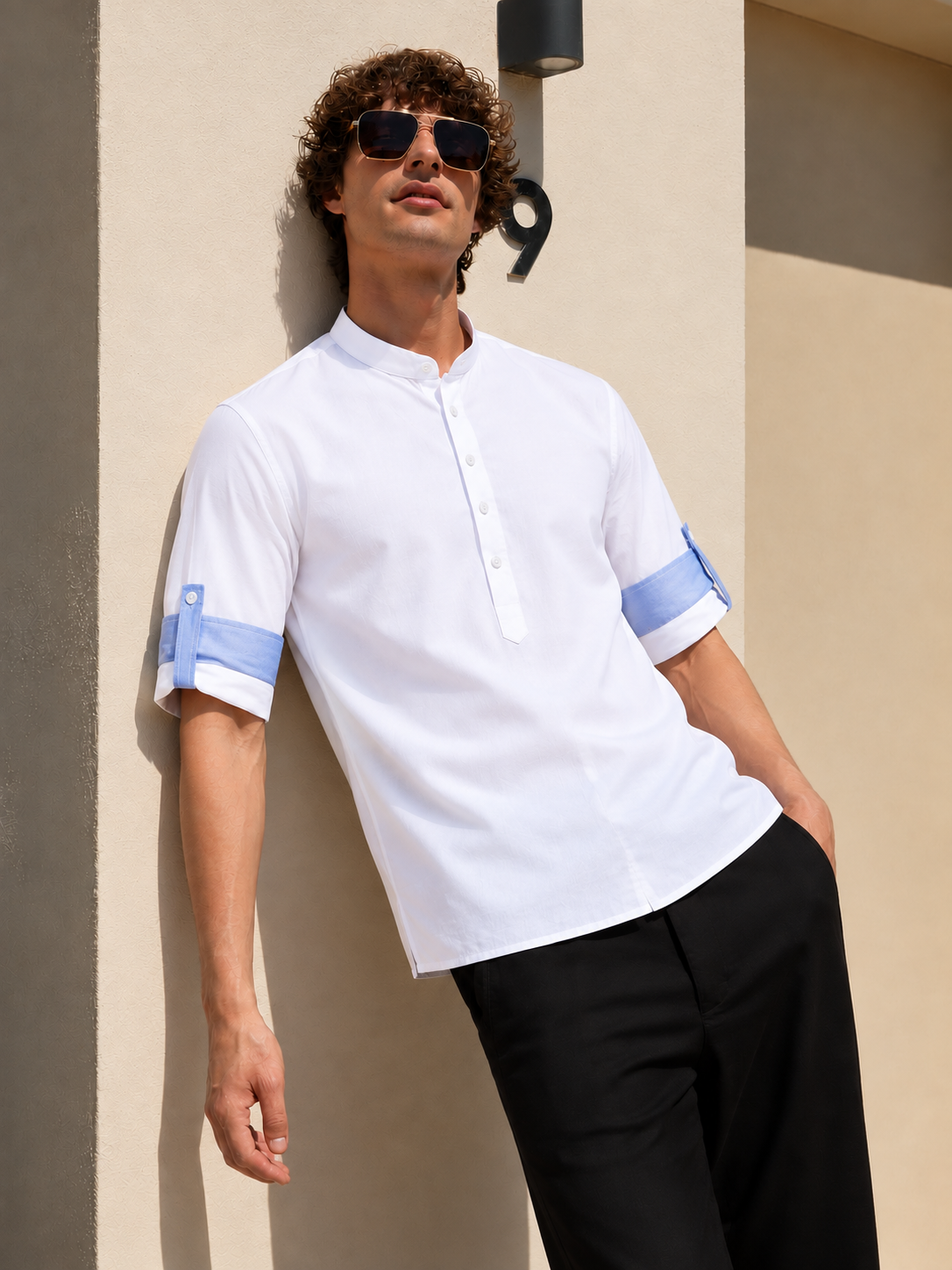 Men White Short Kurta Shirt