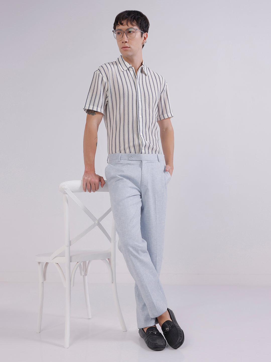 Men Blue linen trousers