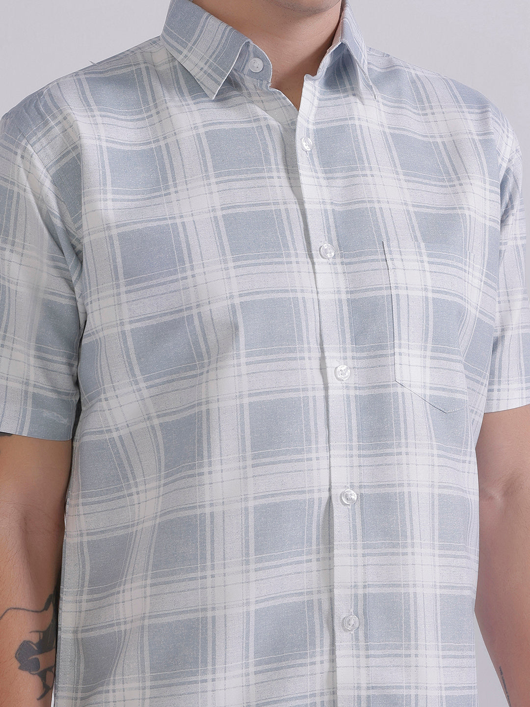 Blue check casual shirt