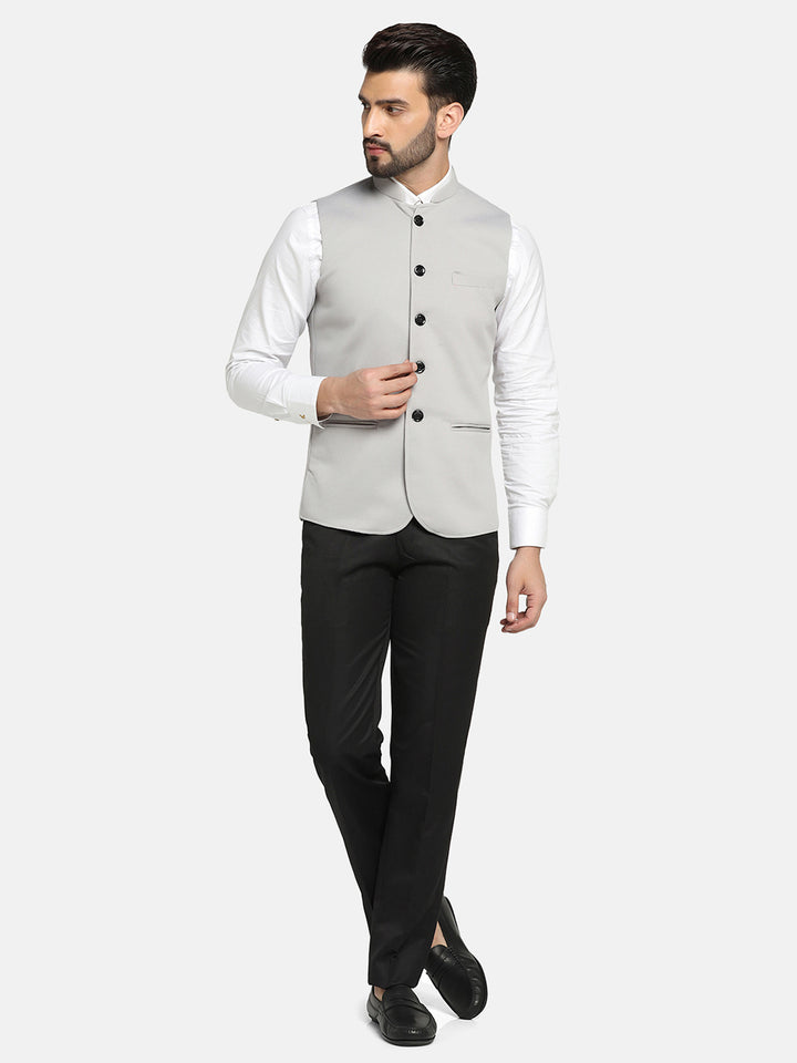 Men Grey Textured Nehru Jacket - Tahvo India