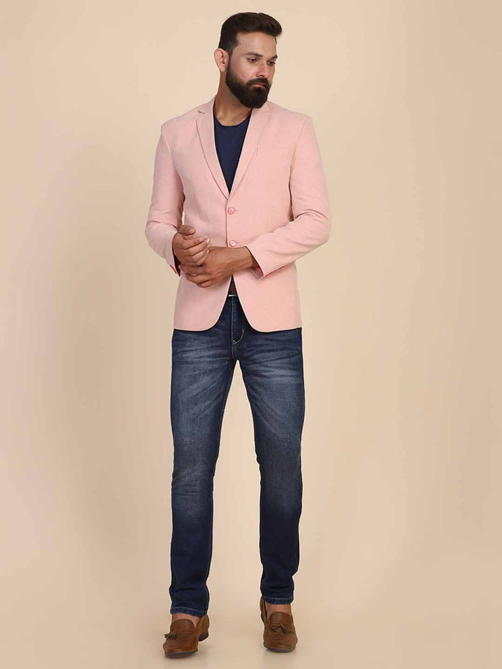 Men Suede Peach Blazer - Tahvo India