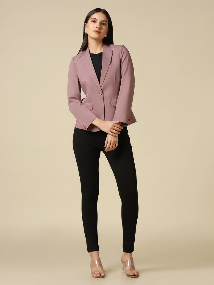 Women Pink Single Breasted Blazer - Tahvo India