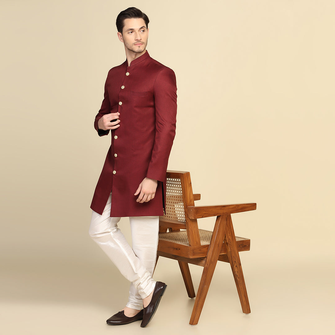 Men Maroon Sherwani