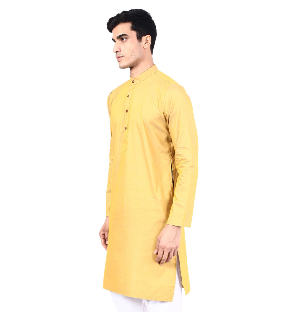 Men Yellow dotted  Kurta