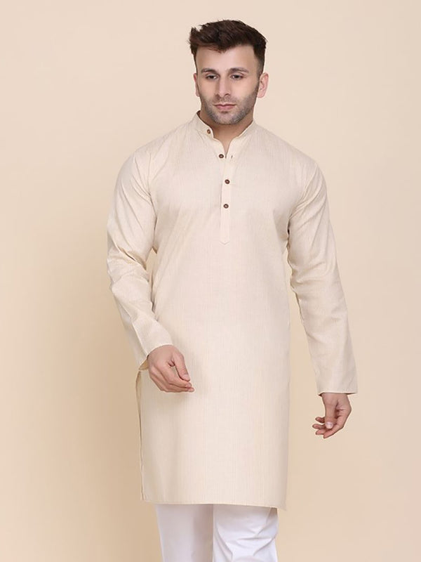 Men Beige Solid Kurta