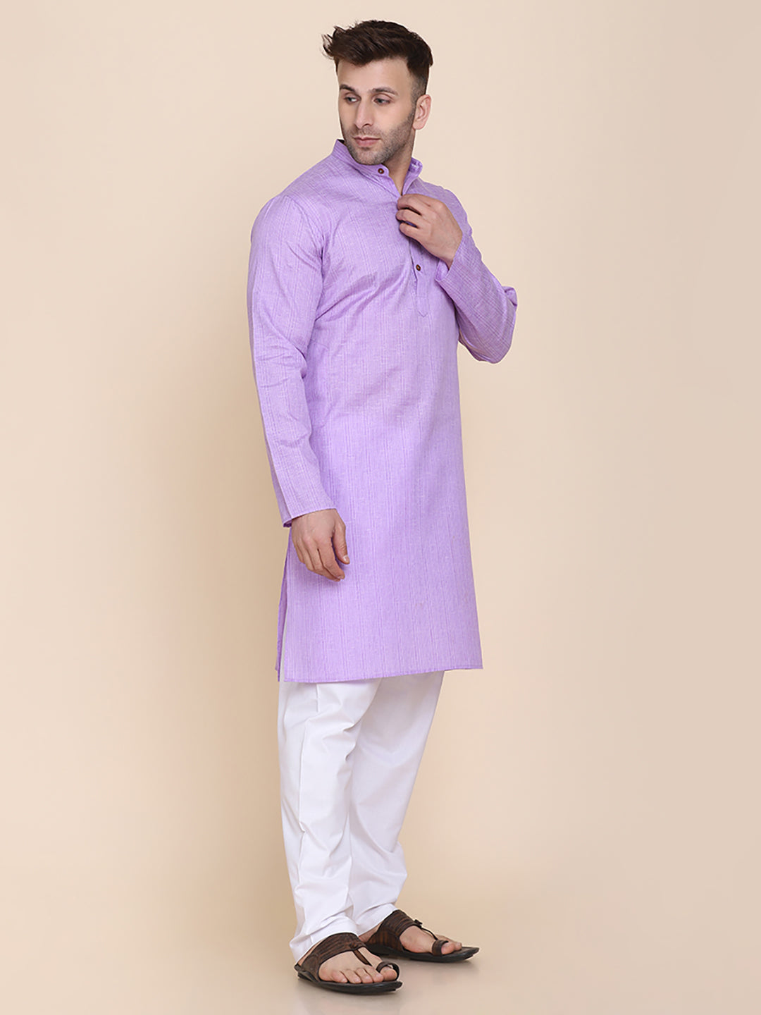 Men Purple Solid Kurta - Tahvo India