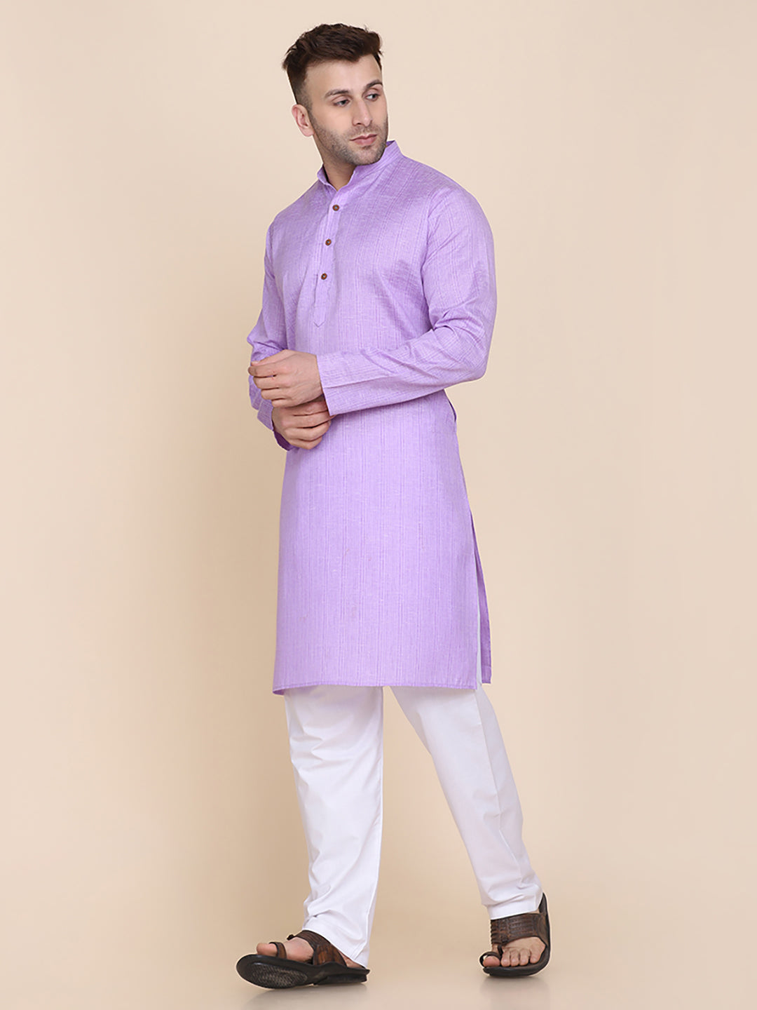 Men Purple Solid Kurta - Tahvo India