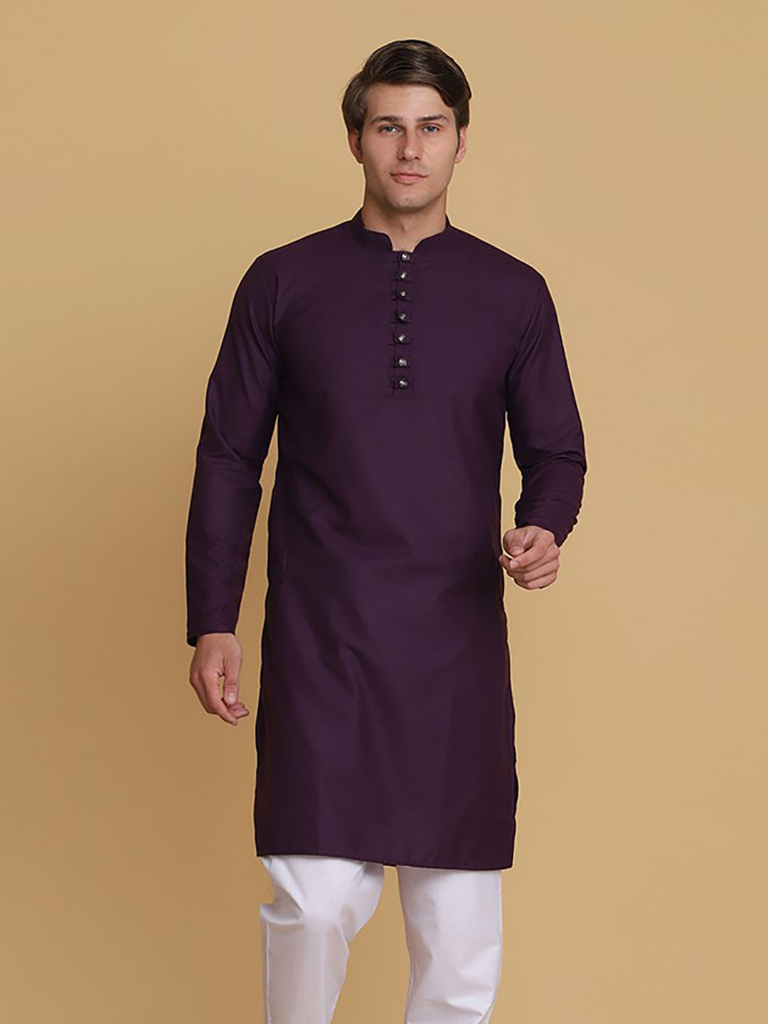 Men Purple solid Kurta - Tahvo India