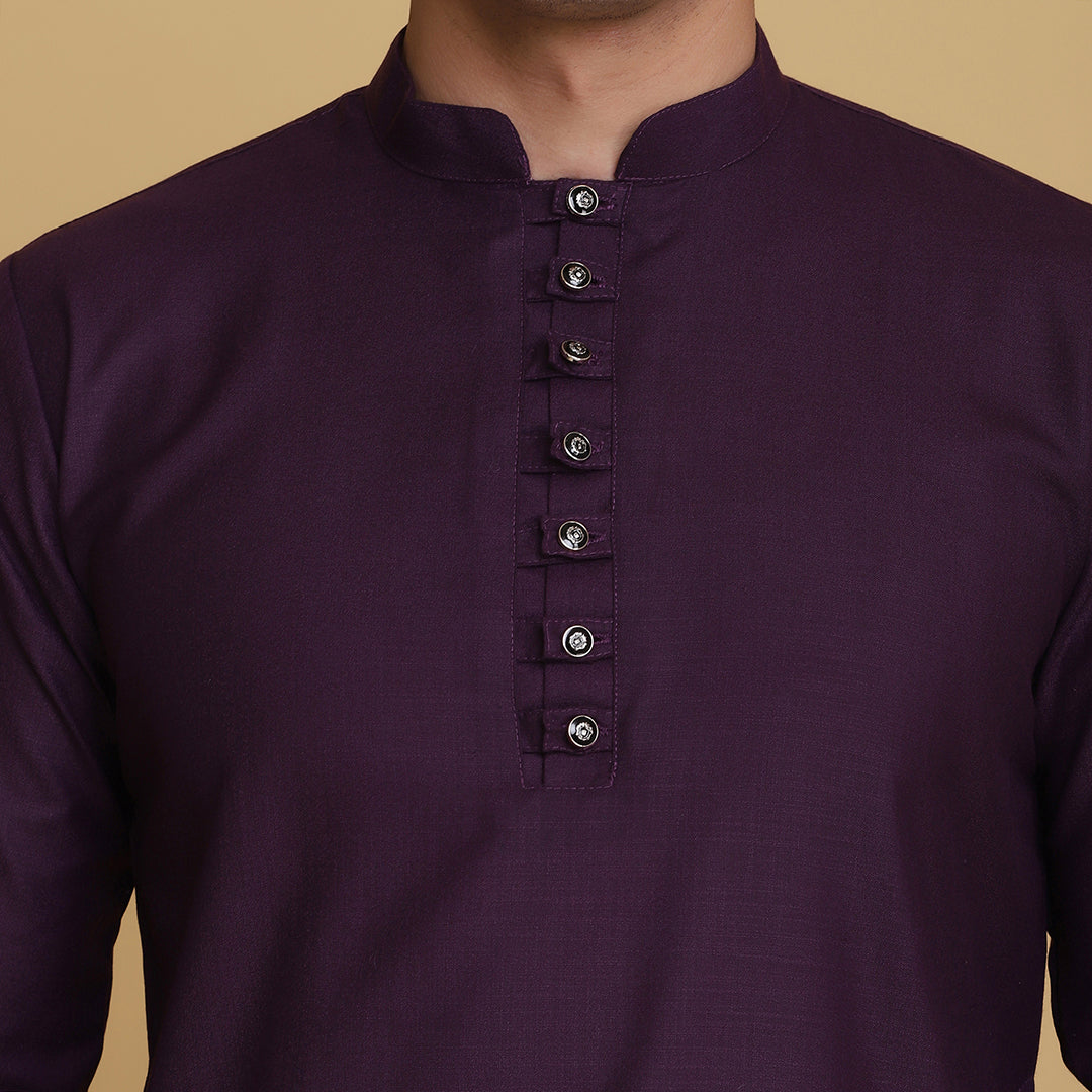 Men Purple solid Kurta
