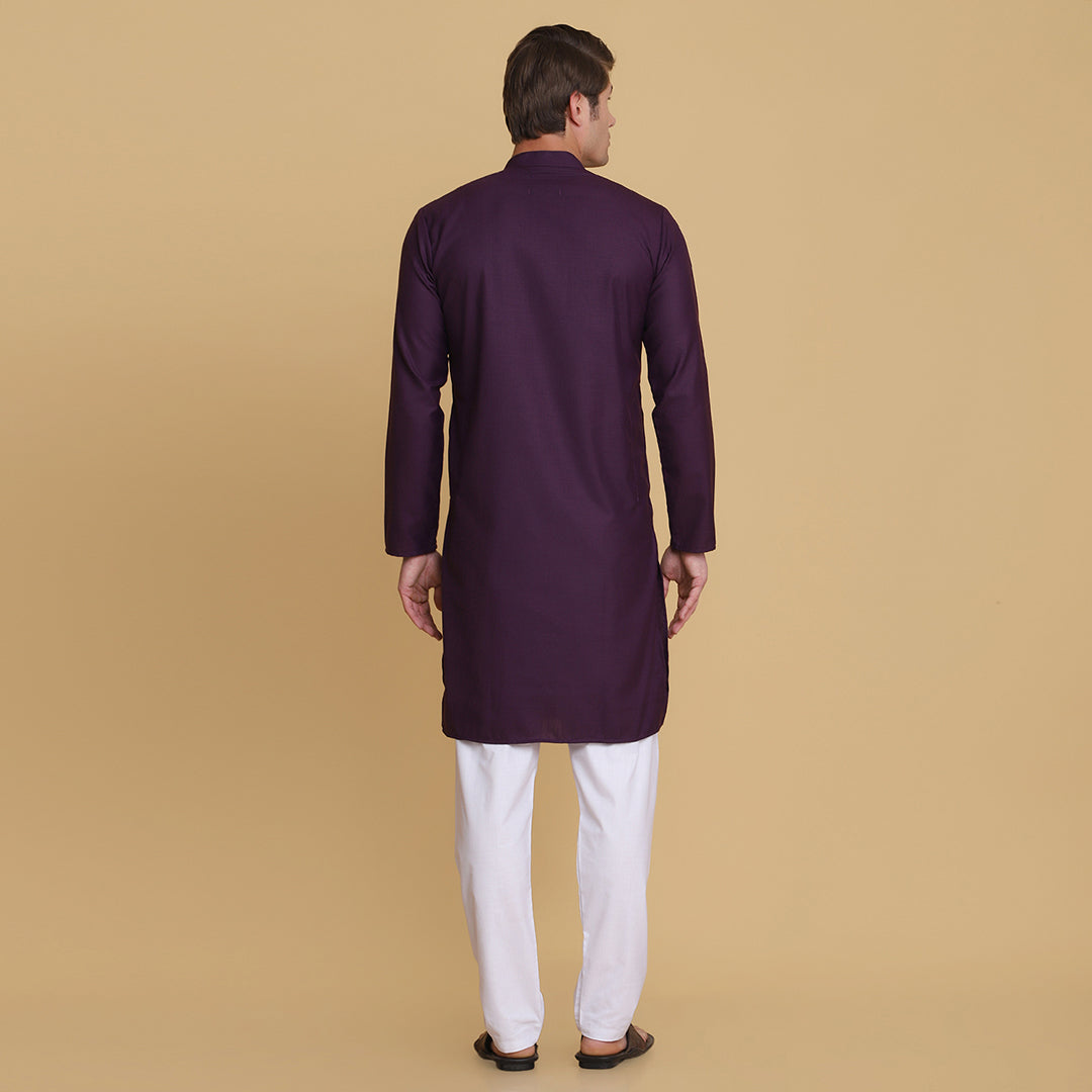 Men Purple solid Kurta