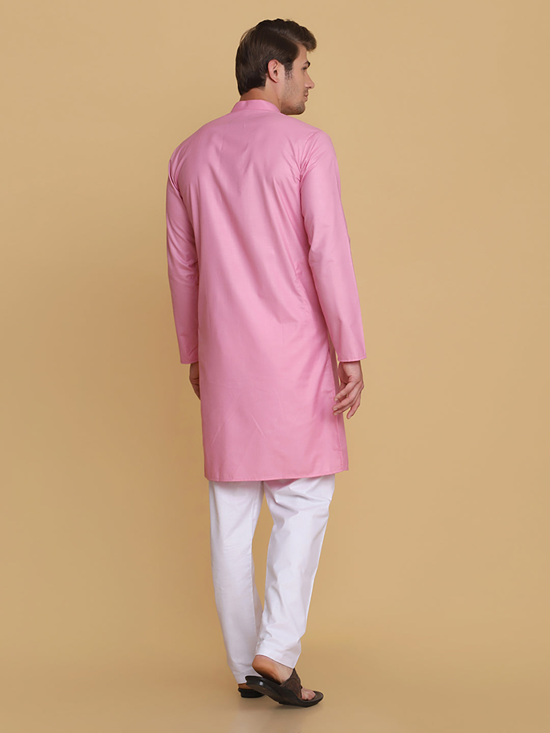 Men Pink Solid Kurta - Tahvo India