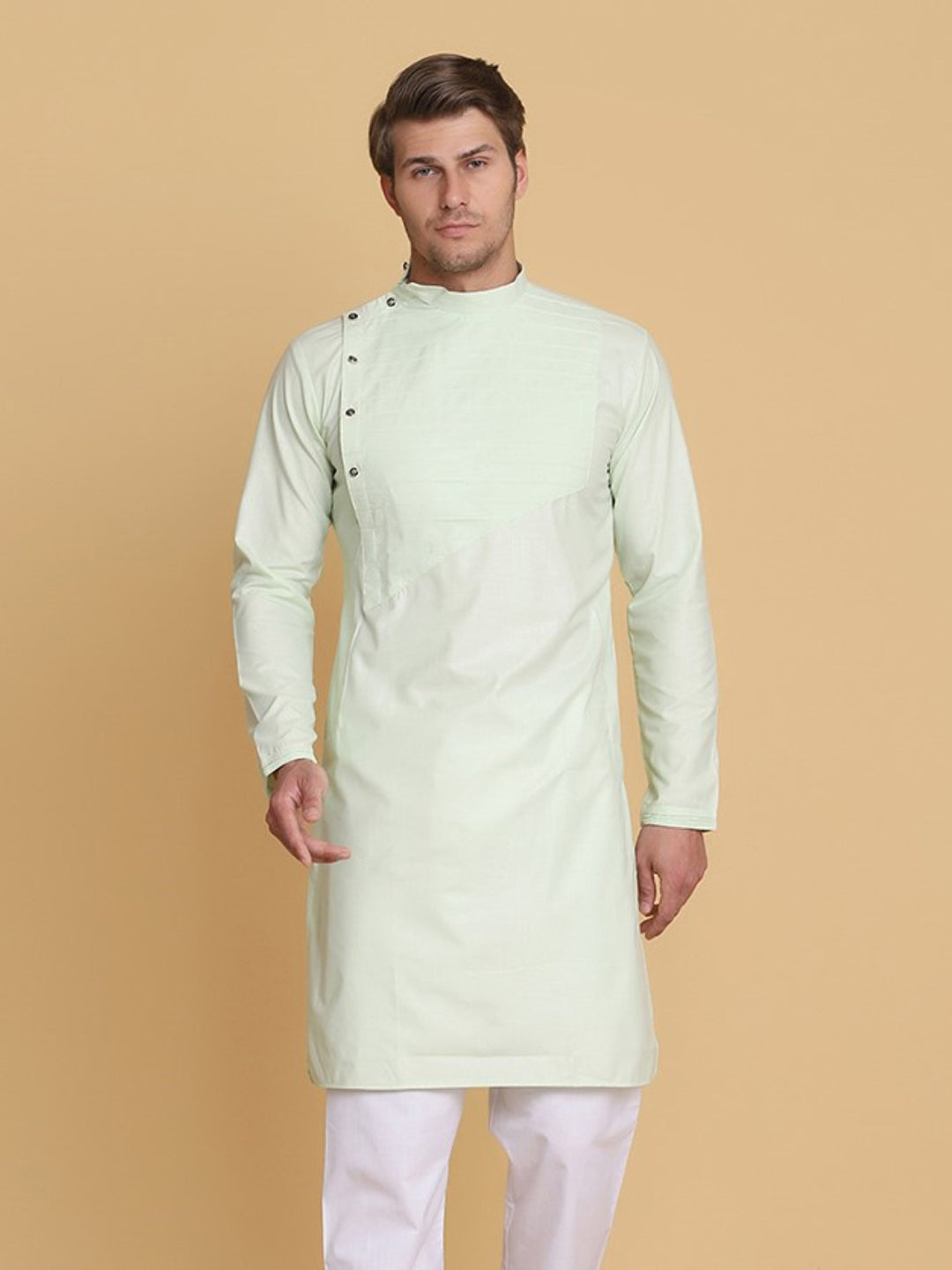Men Green Cotton Kurta - Tahvo India