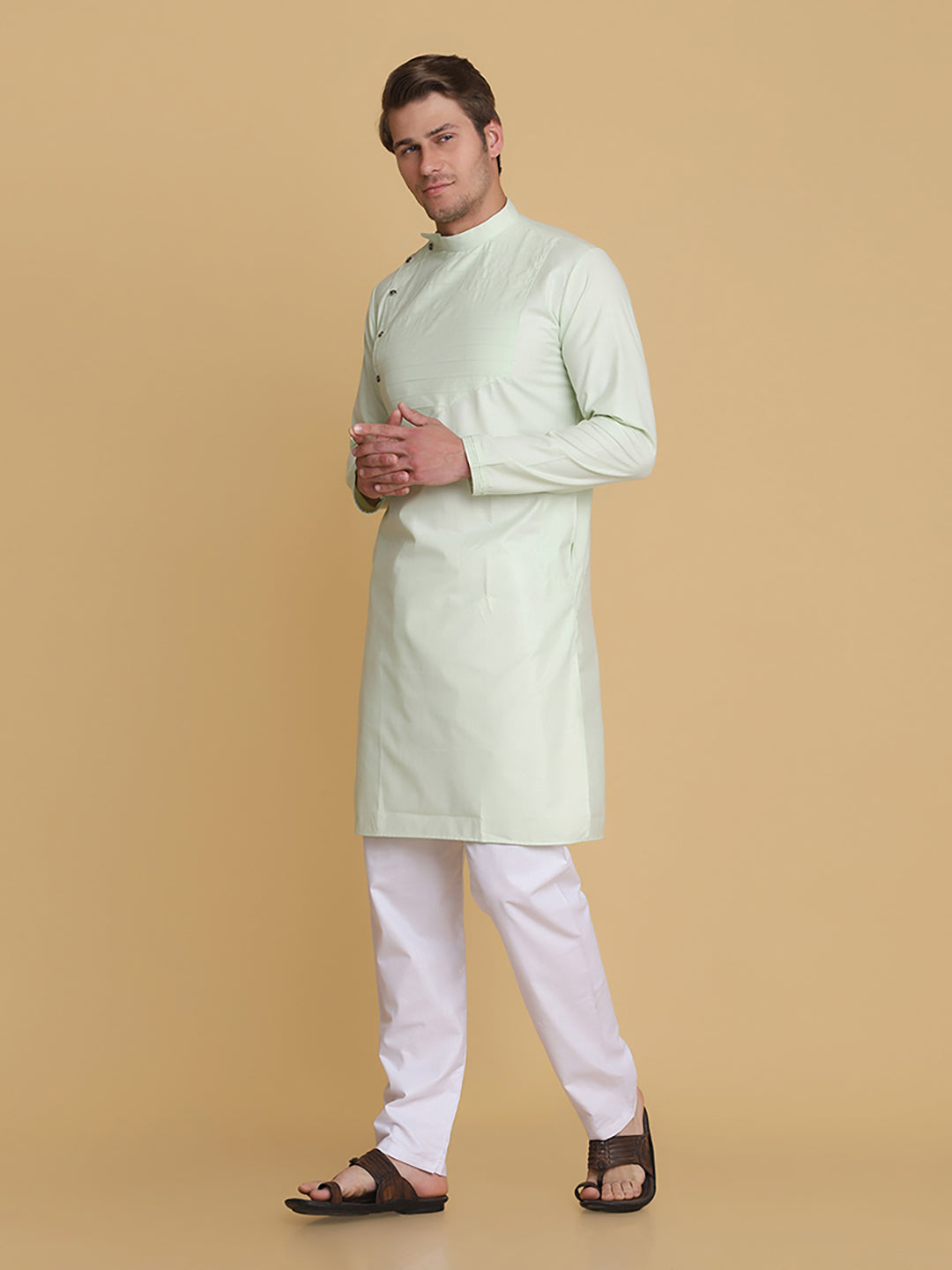 Men Green Cotton Kurta - Tahvo India