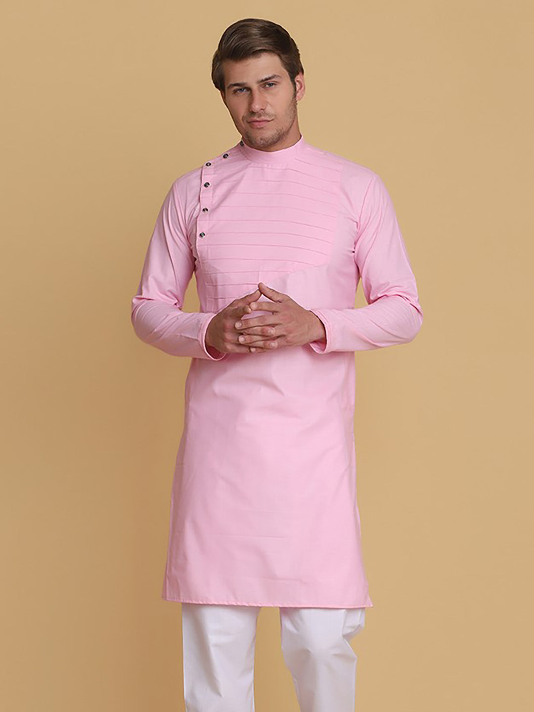 Men Pink solid Kurta - Tahvo India