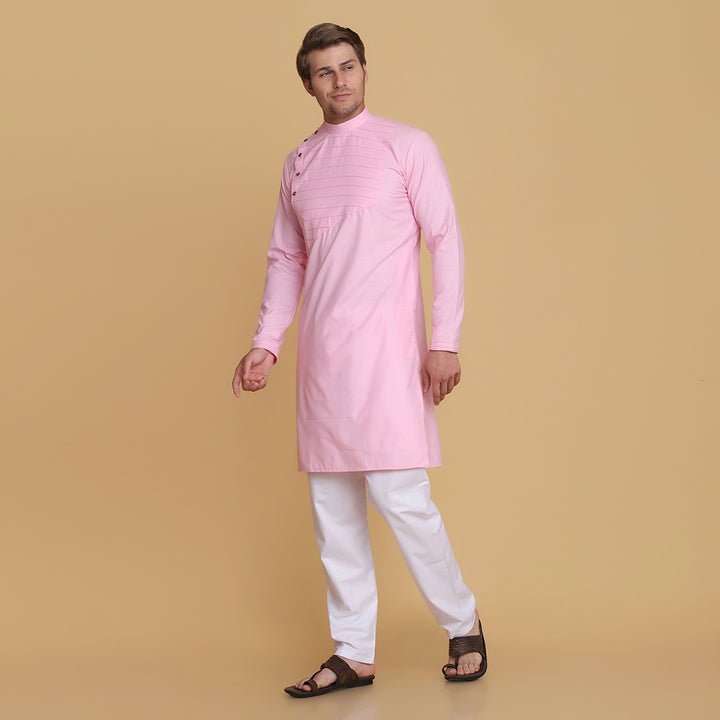 Men Pink Kurta Pyjama - Tahvo India