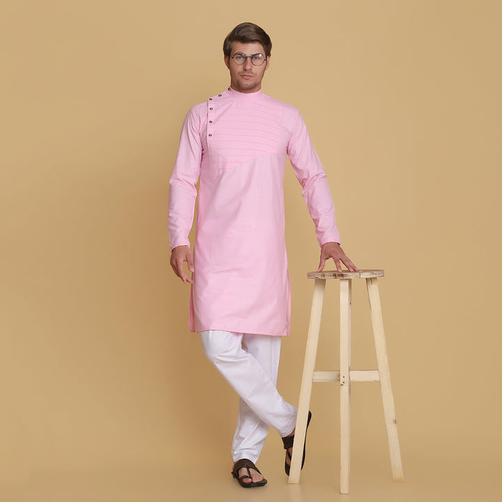 Men Pink Kurta Pyjama - Tahvo India
