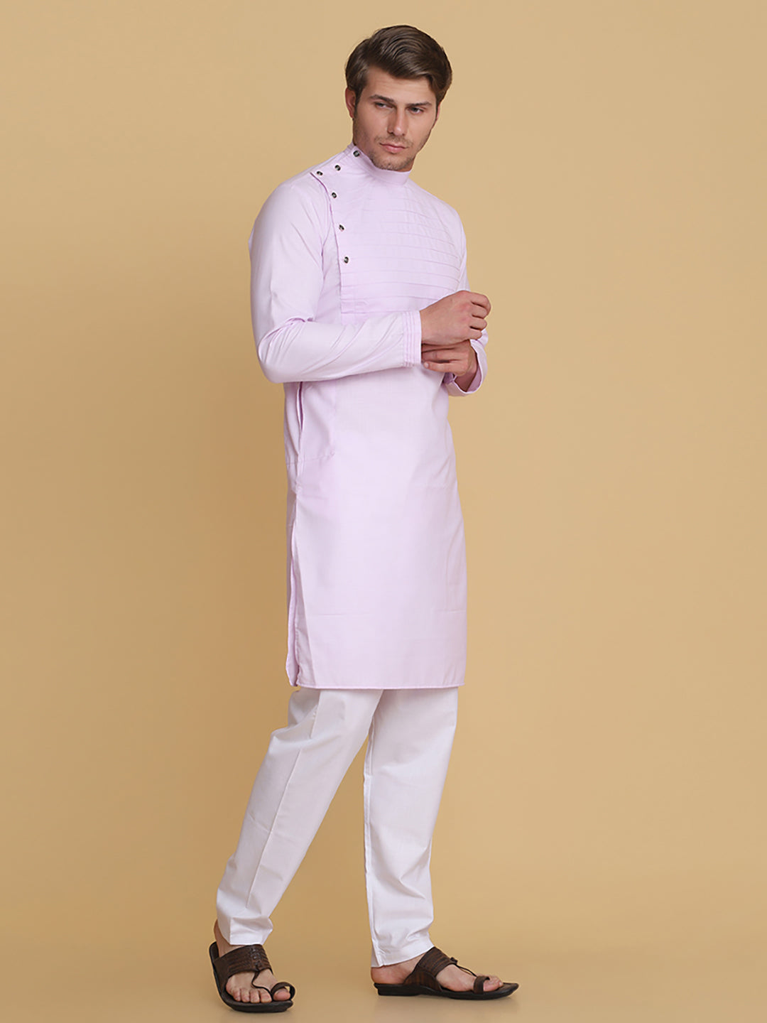 Men Light Purple Kurta set - Tahvo India