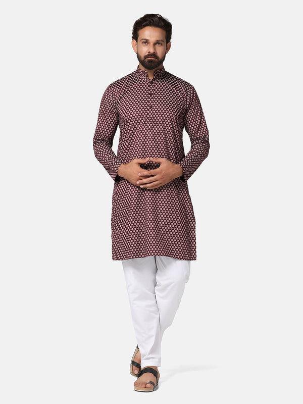 Men Marron Cotton Kurta - Tahvo India