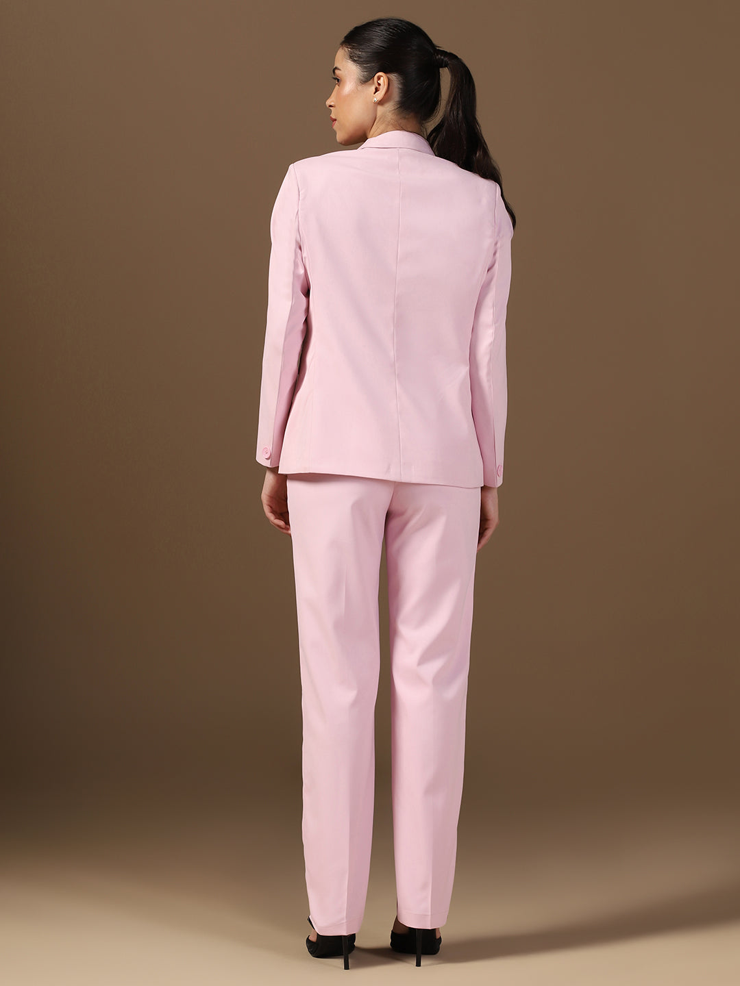 Women Pink Blazer And Trousers Suit Set - Tahvo India