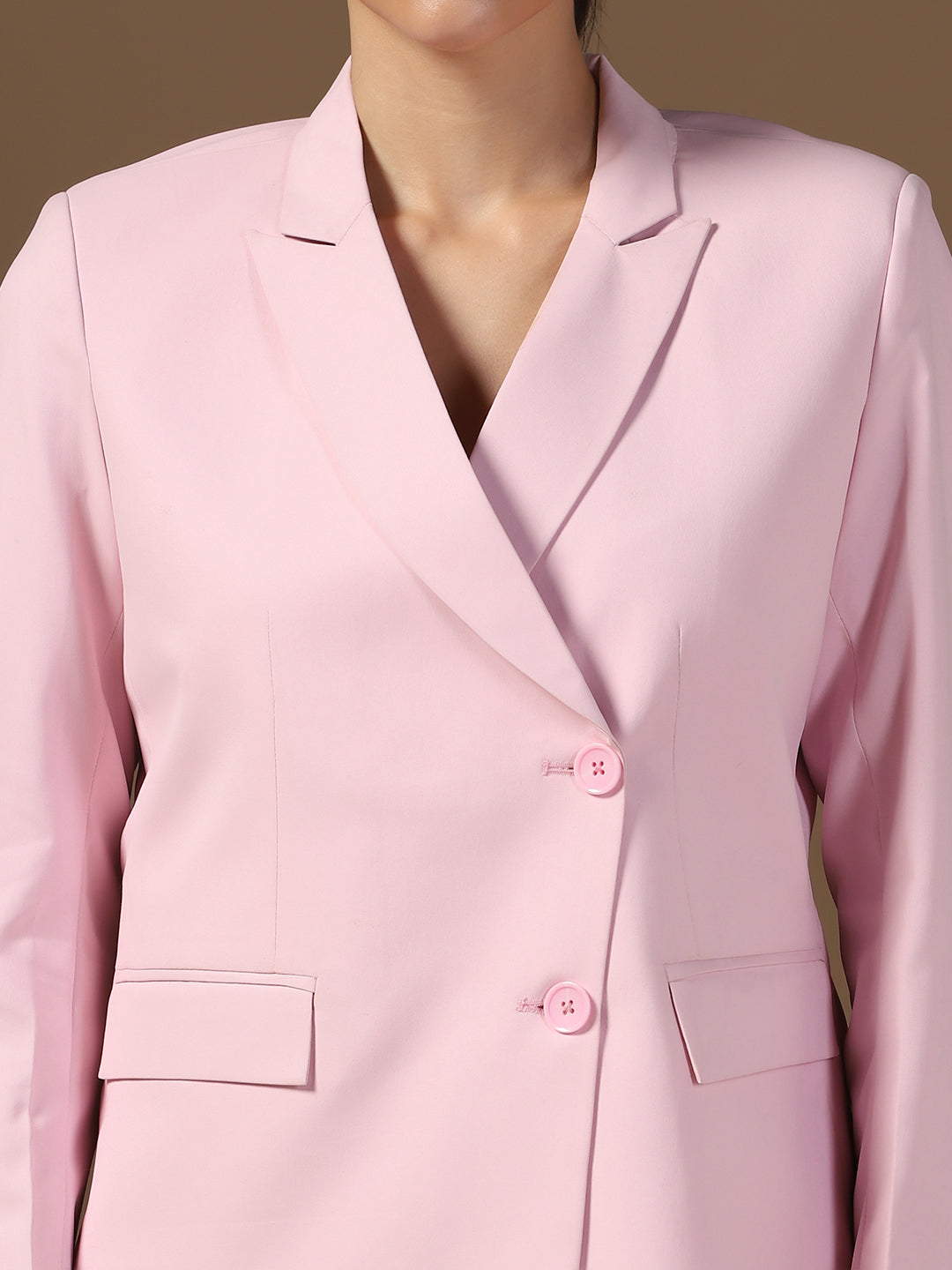 Women Pink Blazer And Trousers Suit Set - Tahvo India