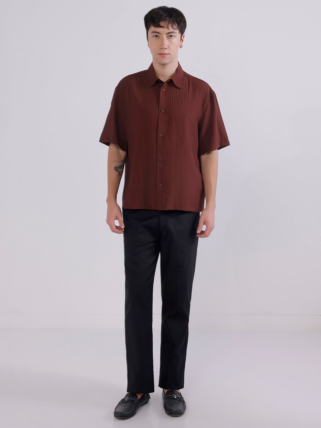 Men Black linen trousers