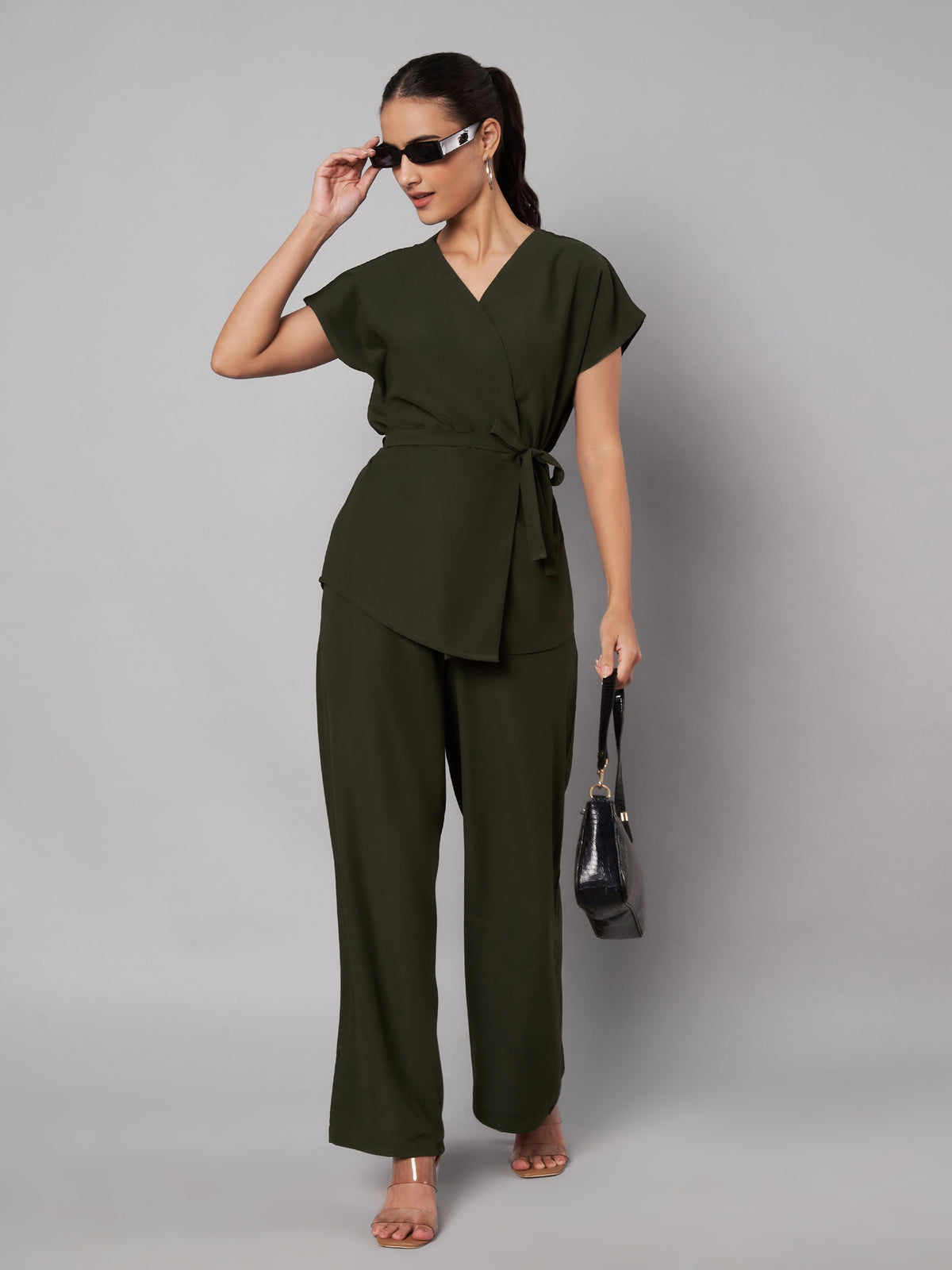 women Olive Green Coord Set