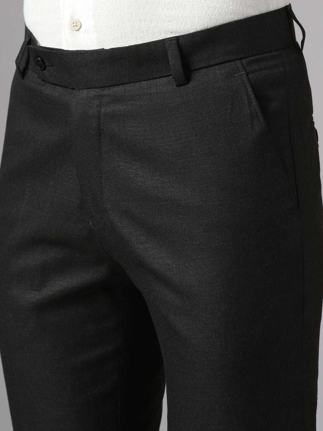 Men Dark Grey Linen Trousers - Tahvo India
