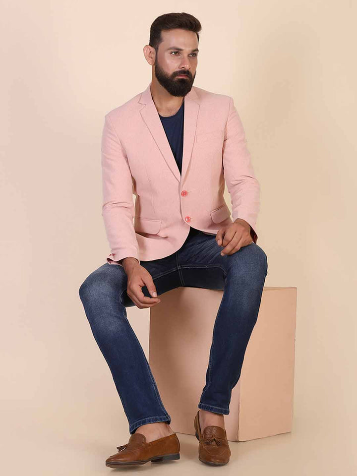 Men Suede Peach Blazer - Tahvo India