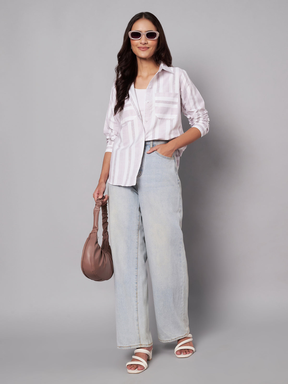 Women Stiped cotton 2 pocket shirt